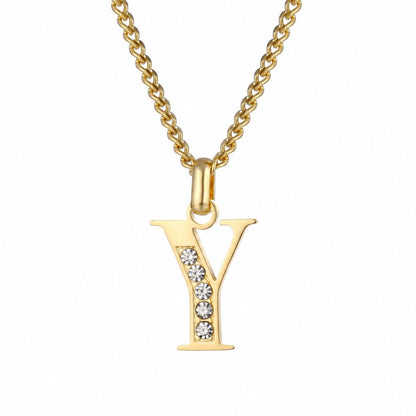 Initial Necklace with Cubic Zirconia