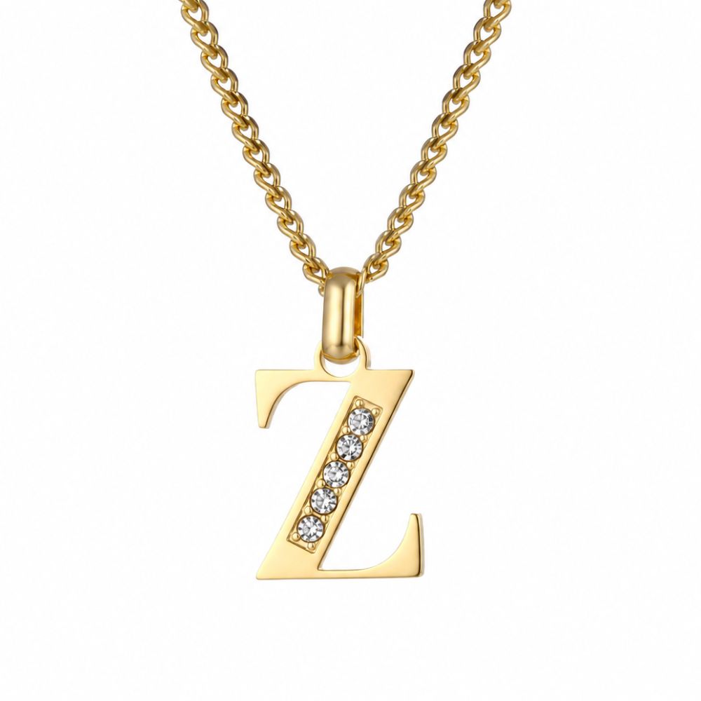 Initial Necklace with Cubic Zirconia