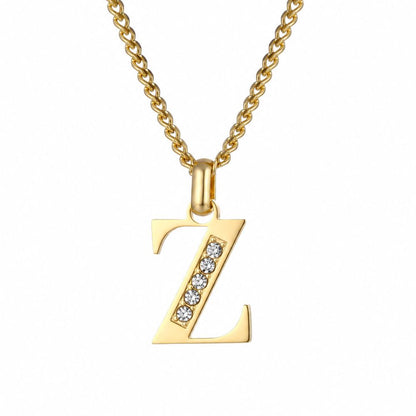Initial Necklace with Cubic Zirconia
