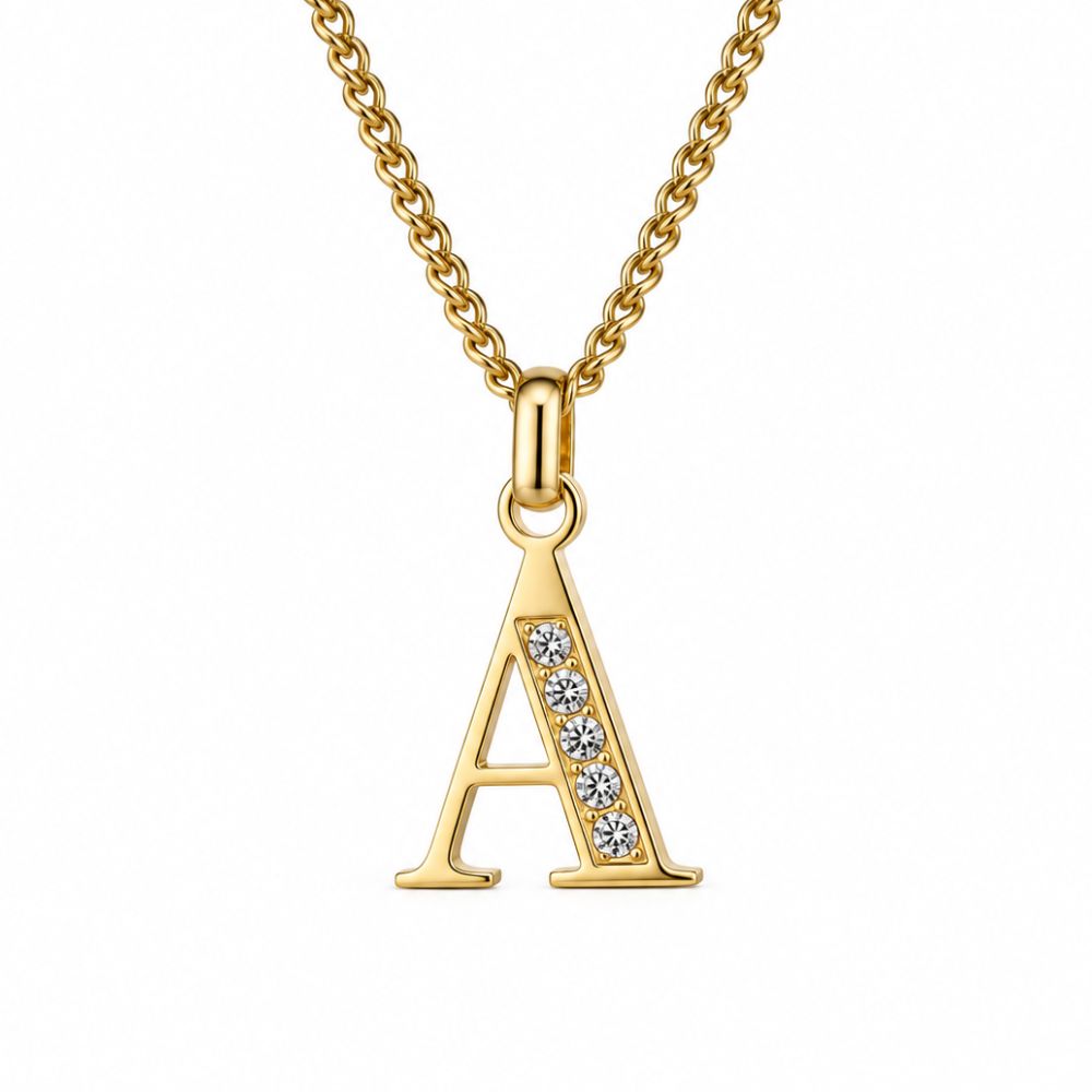Initial Necklace with Cubic Zirconia