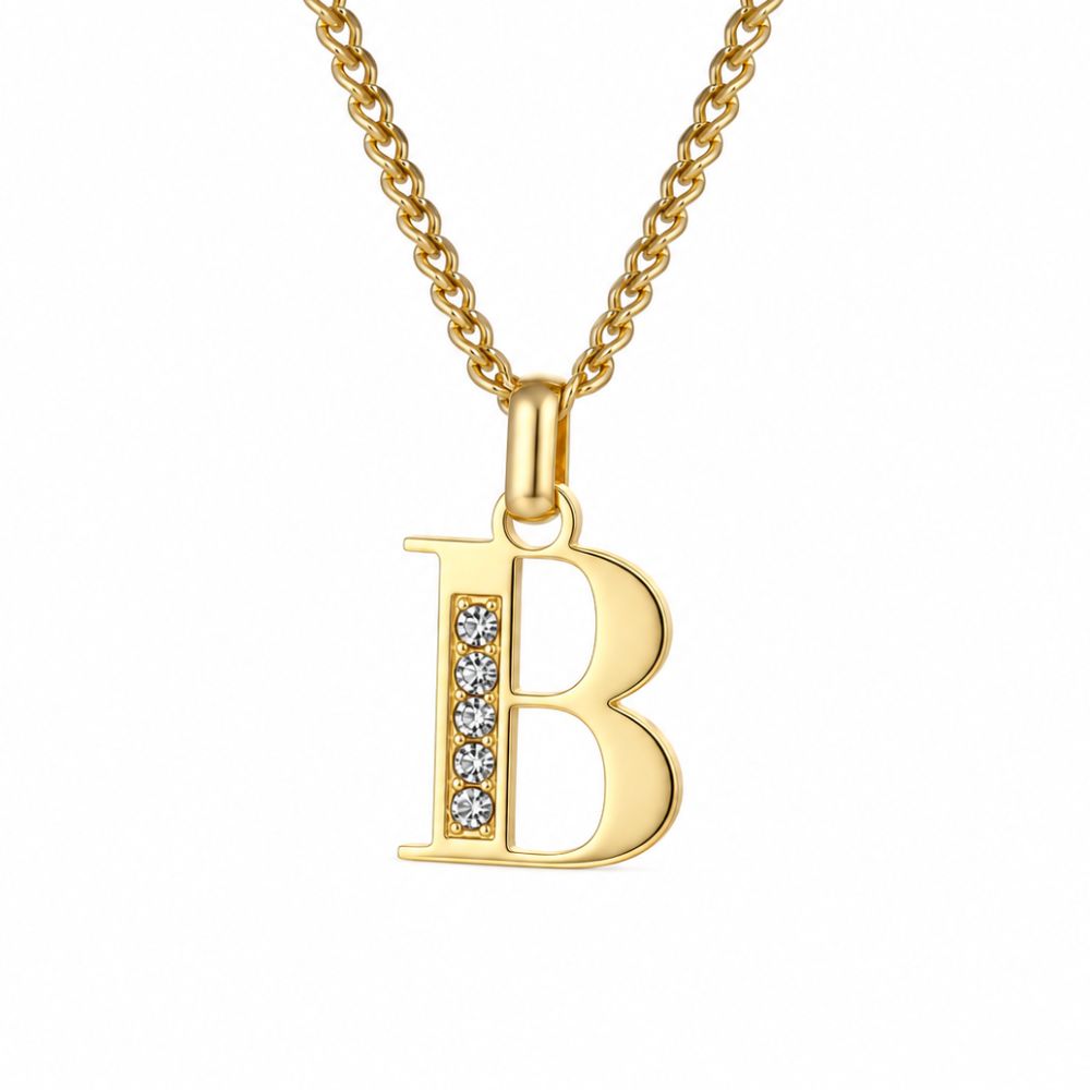 Initial Necklace with Cubic Zirconia