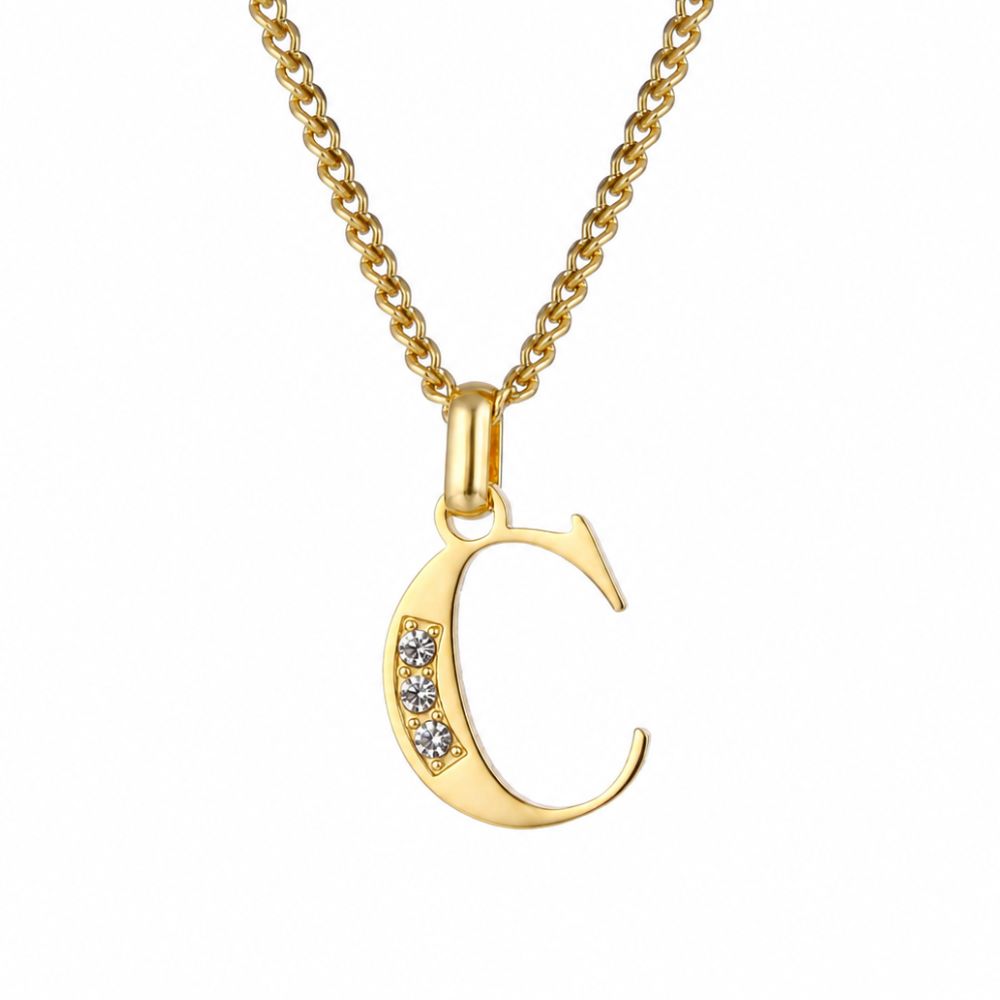 Initial Necklace with Cubic Zirconia