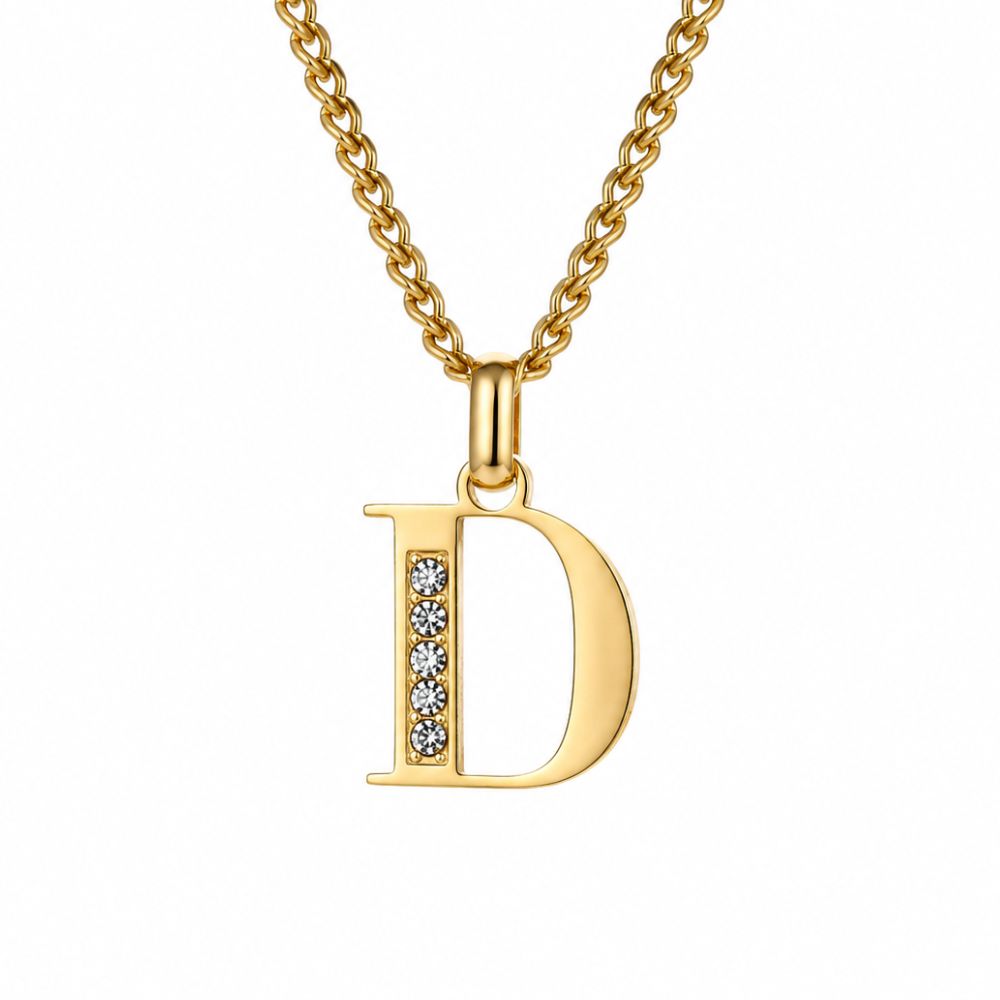Initial Necklace with Cubic Zirconia