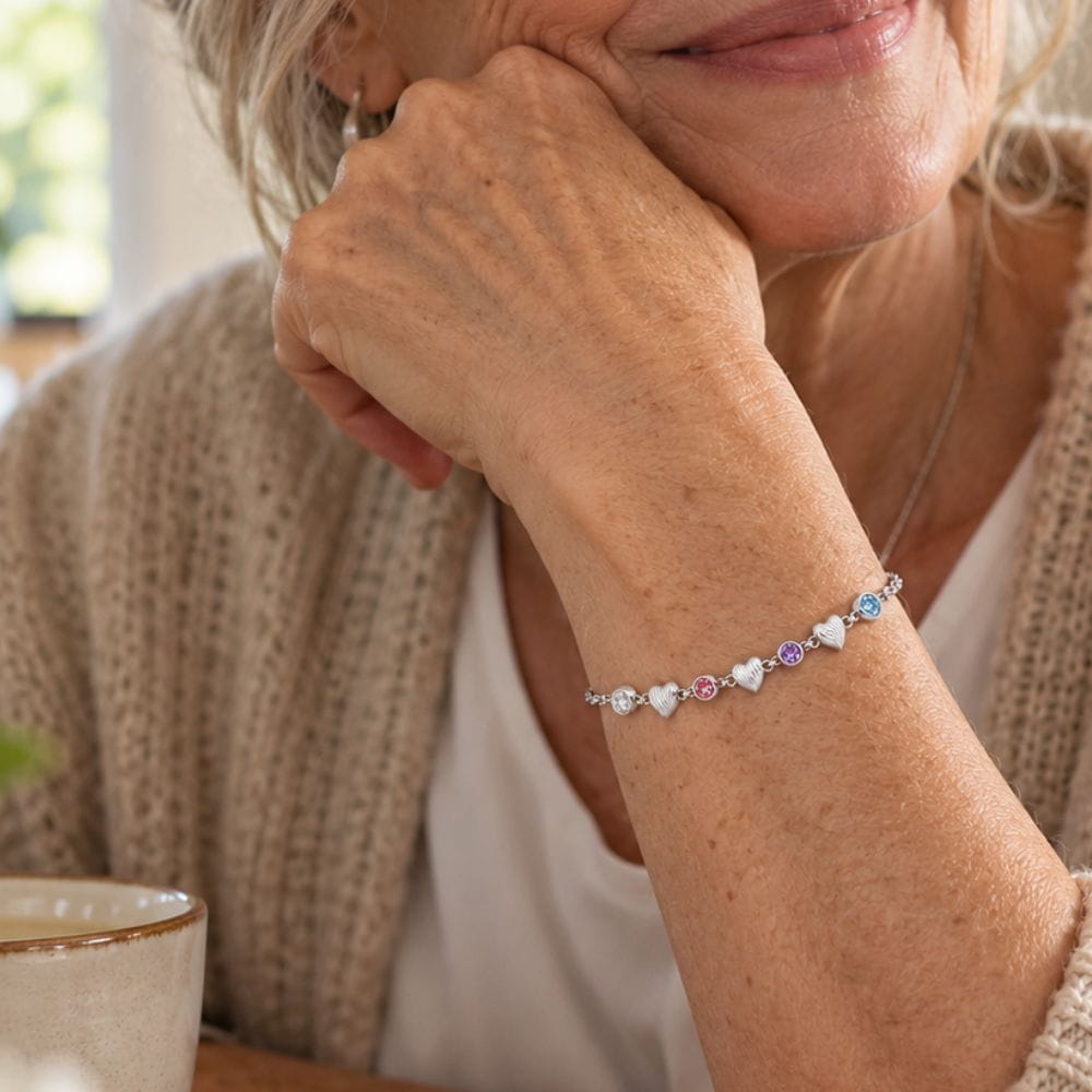 Personalised Heart Birthstone Bracelet