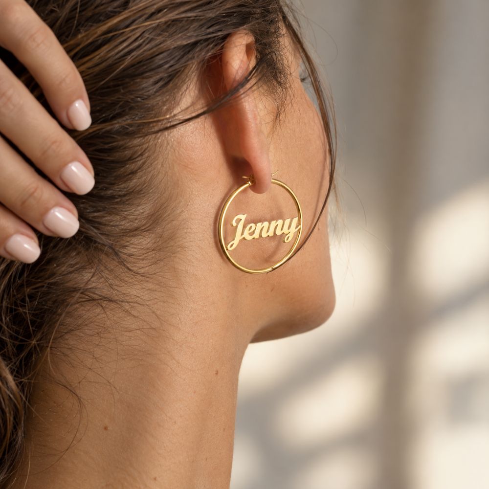 Hoop Earrings With Cut-Out Names