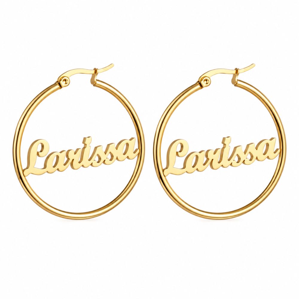 Hoop Earrings With Cut-Out Names