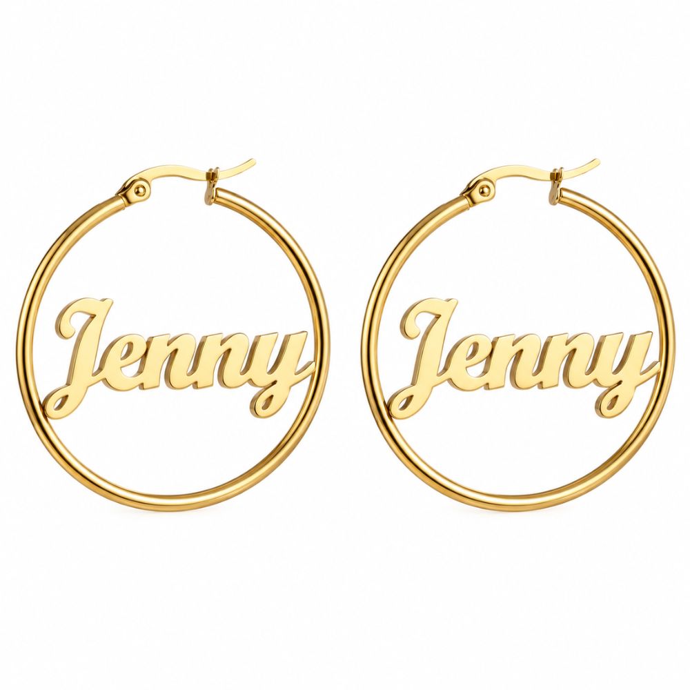 Hoop Earrings With Cut-Out Names