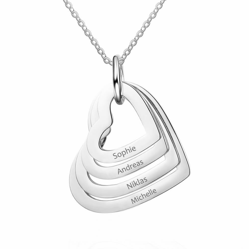 Necklace With Personalised Heart Pendants