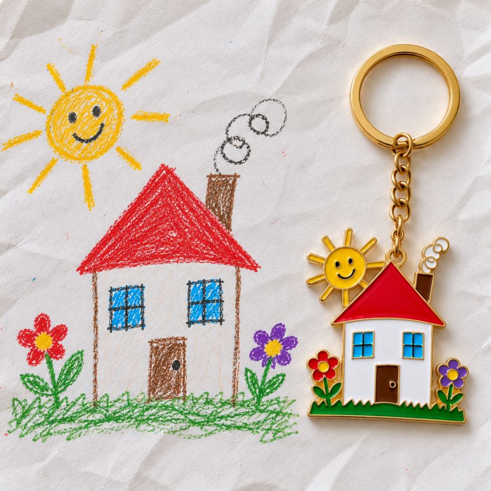 Personalised Keyring from a Child's Drawing – Full Colour