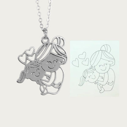Children's Drawing As A Necklace Or Pendant