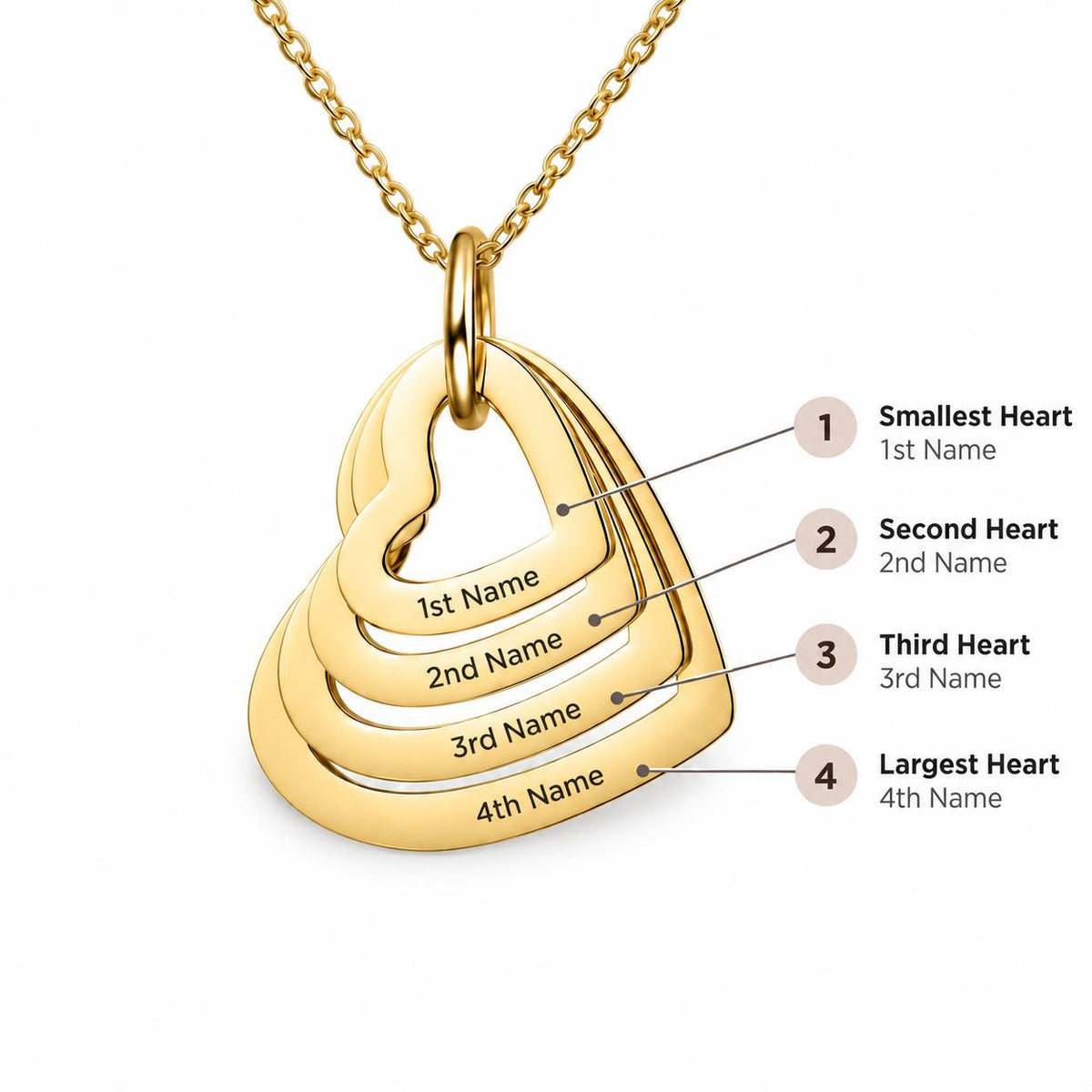 Necklace With Personalised Heart Pendants