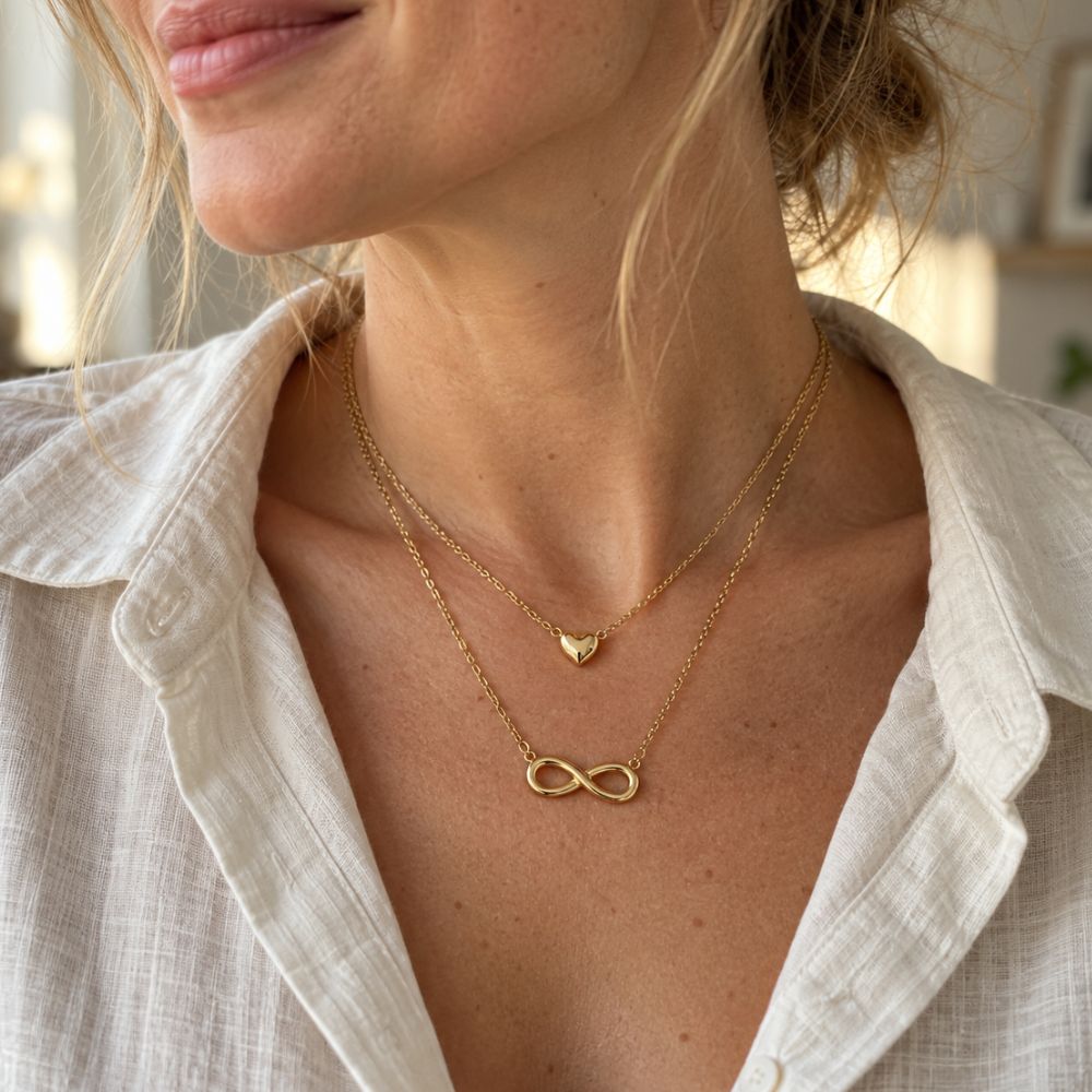 Layered Heart & Infinity Necklace