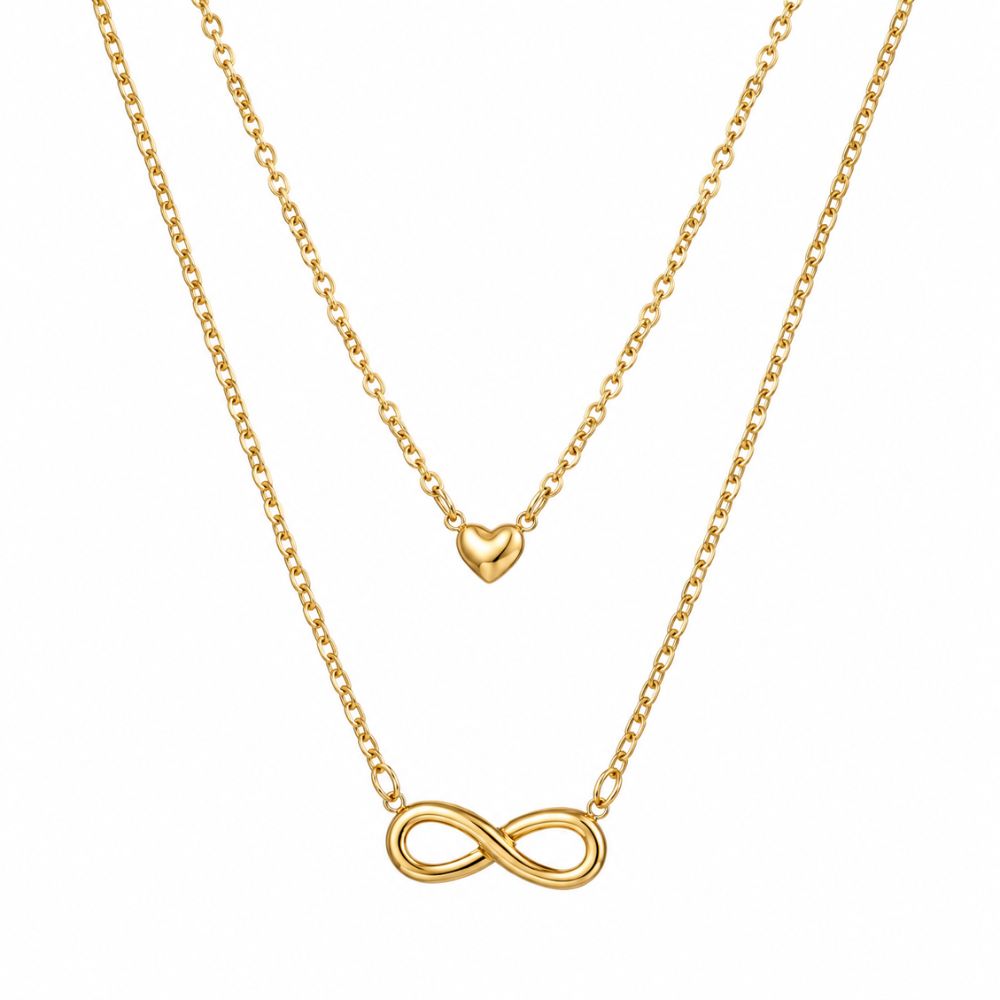 Layered Heart & Infinity Necklace
