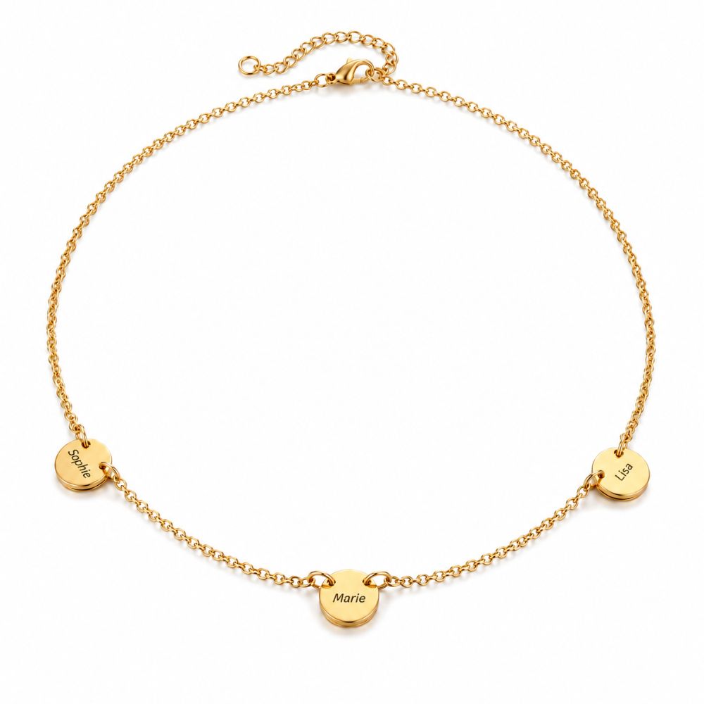 Personalised Necklace with 3 Engraved Coins
