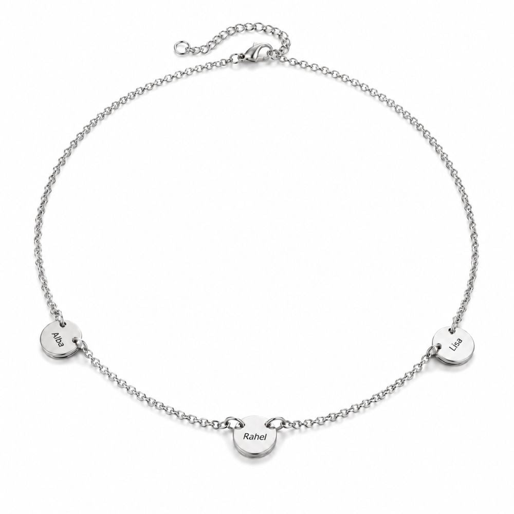 Personalised Necklace with 3 Engraved Coins