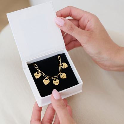 Bracelet with Personalised Heart Pendants