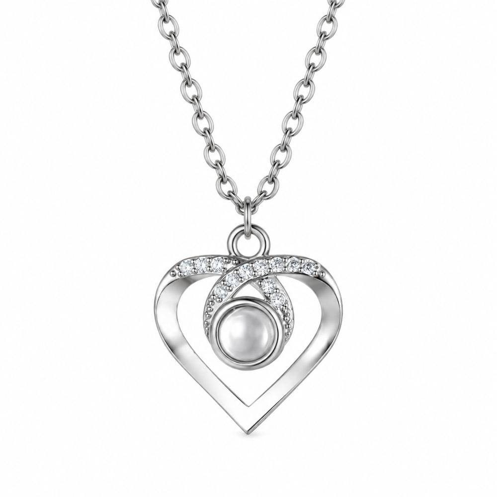 Heart Photo Projection Necklace with Zirconia