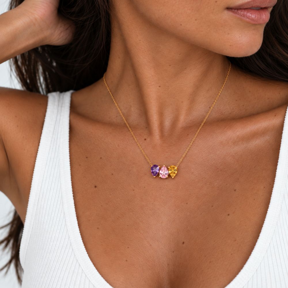 Personalised Birthstone Necklace with Up to 5 Stones