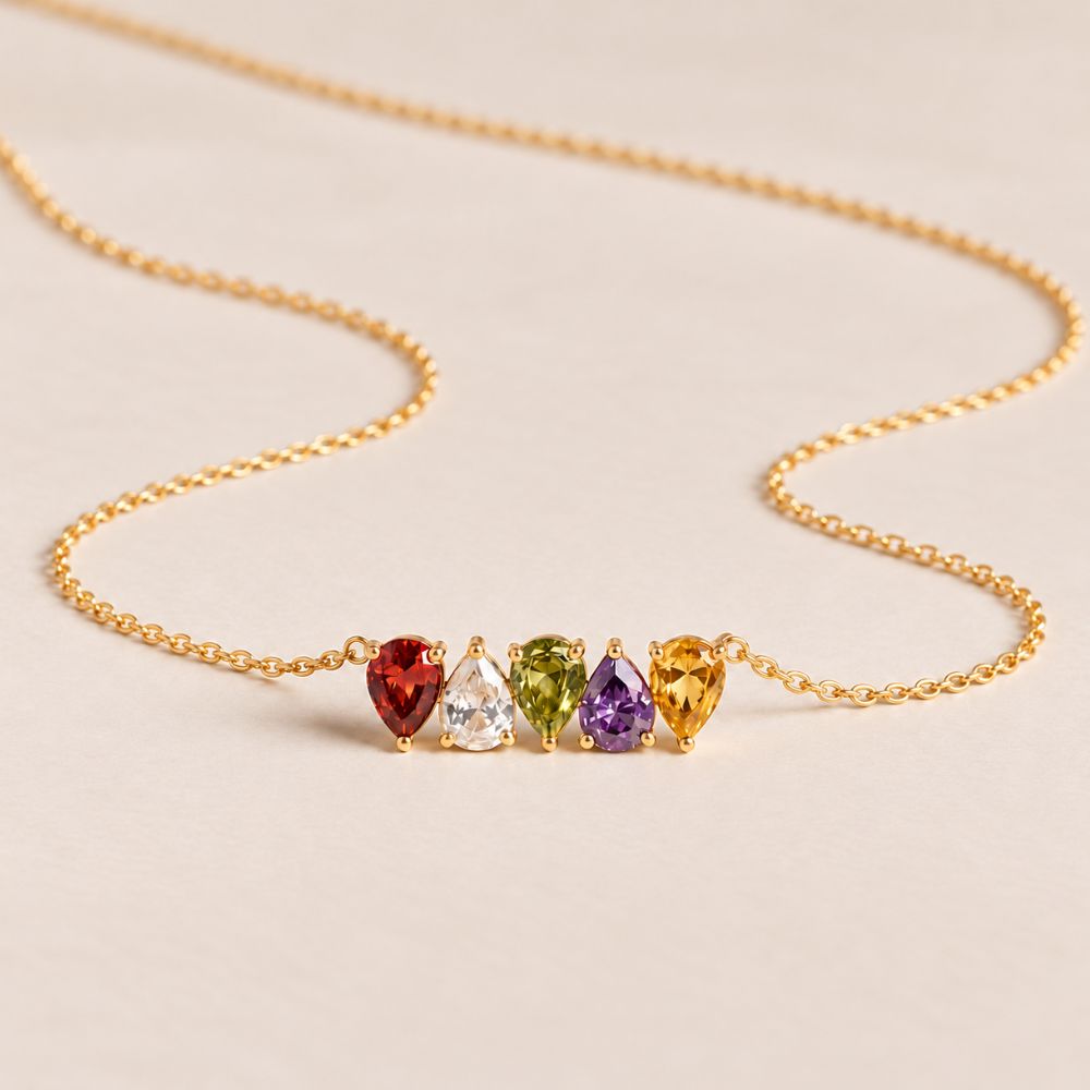 Personalised Birthstone Necklace with Up to 5 Stones