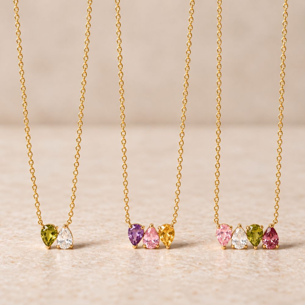 Personalised Birthstone Necklace with Up to 5 Stones