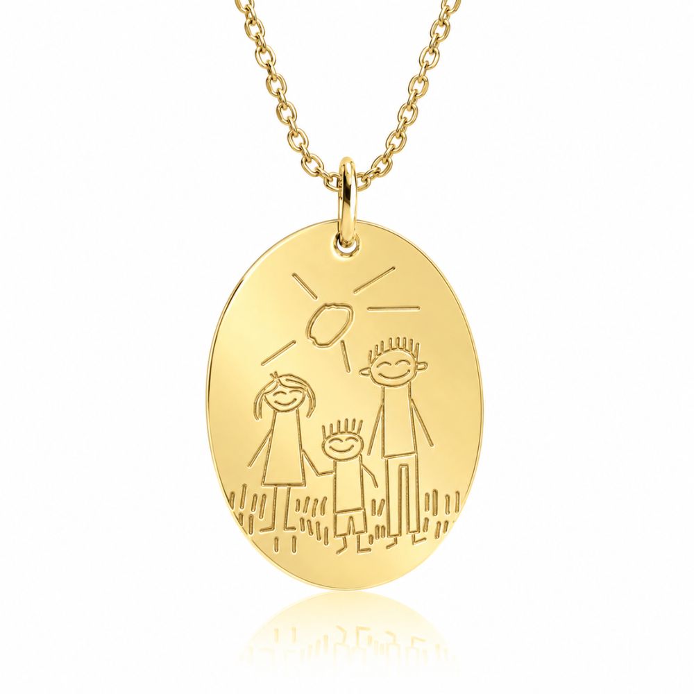 Personalised Children's Drawing Pendant with Diamond Engraving