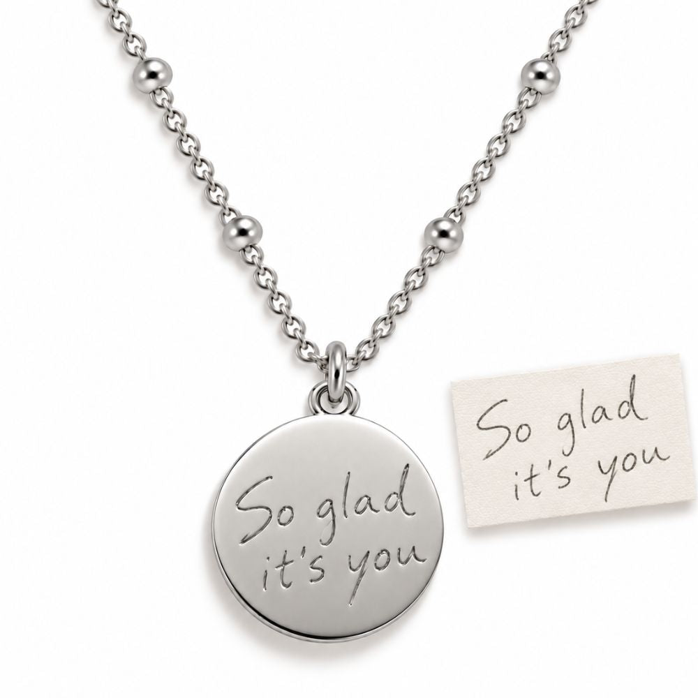 Drawing Necklace – Round Pendant with Diamond Engraving