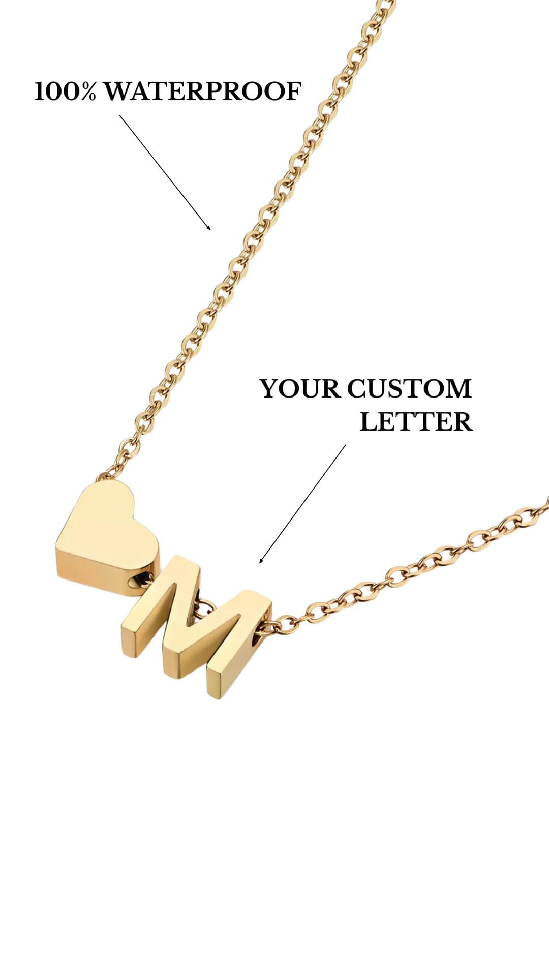 Necklace With A Small Heart And A Letter