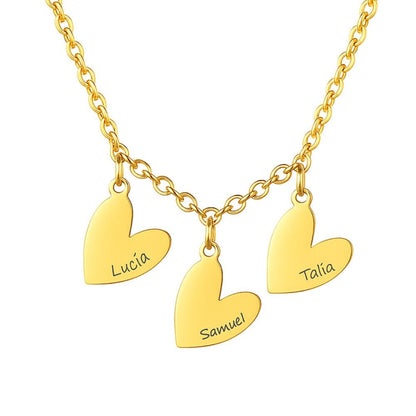 Halskette mit personalisierten Herzanhängern Necklaces Loanya Gold 40 - 45 cm 