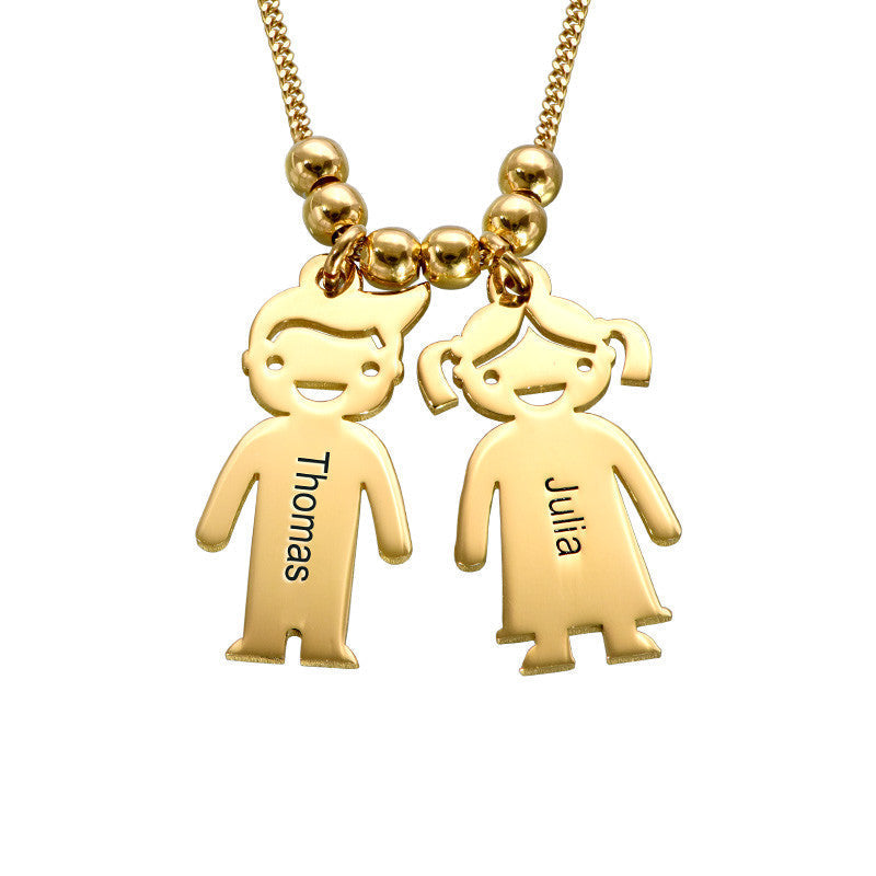 LOANYA Mutter Halskette mit personalisierten Kinder Anhängern Loanya Gold 1 40